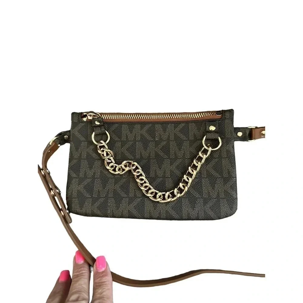 Michael Kors MK Signature Women's Brown Leather purse Bag